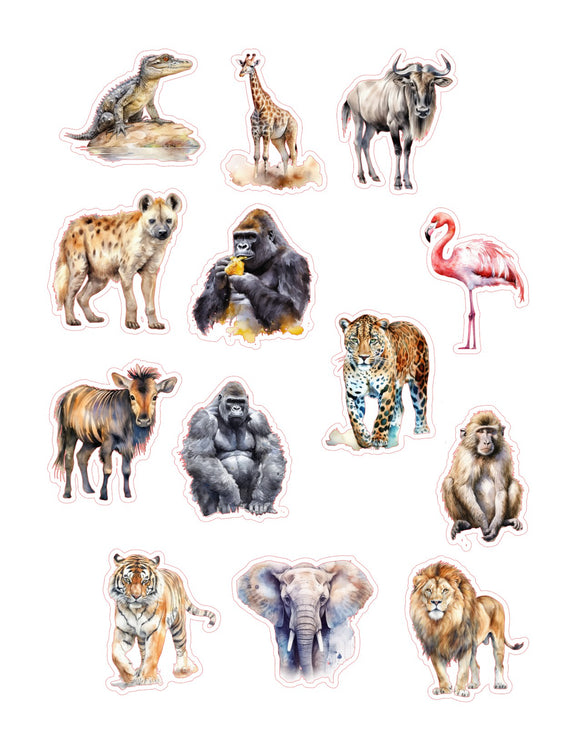 Safari Animals 13pc Sticker Sheet