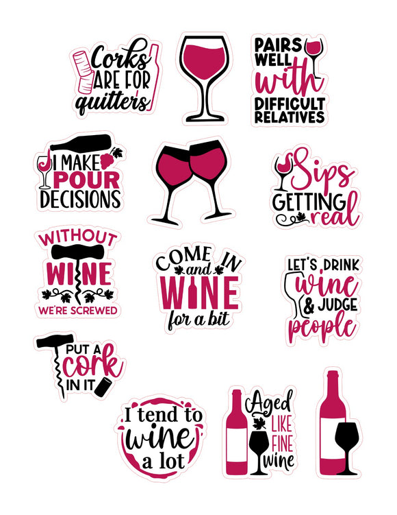 Wine 13pc Sticker Sheet