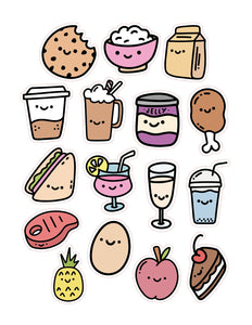 Kawaii Food 16pc Sticker Sheet