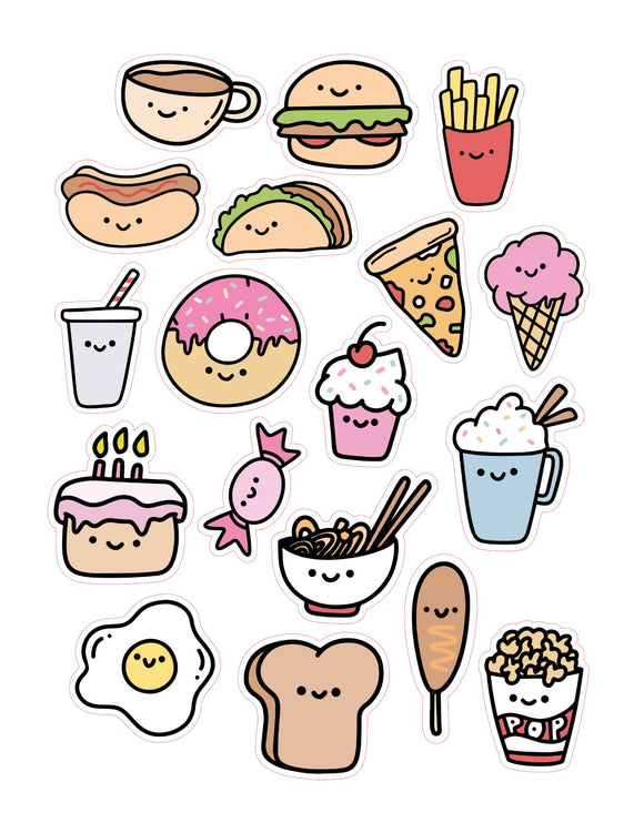 Kawaii Food 18pc Sticker Sheet