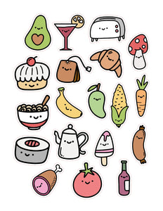 Kawaii Food 19pc Sticker Sheet