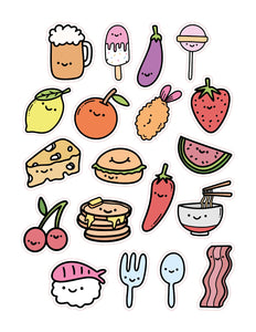 Kawaii Food 19pc Sticker Sheet