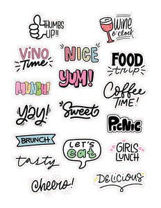 Food Phrases 17pc Sticker Sheet