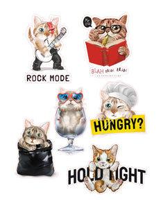 Funny Cats 6pc Sticker Sheet