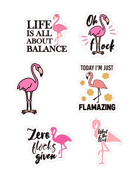 Flamingos 6pc Sticker Sheet