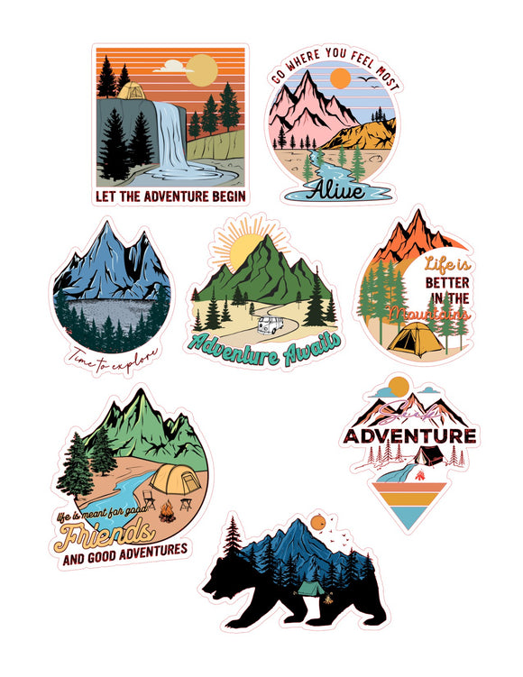 Adventure 8pc Sticker Sheet