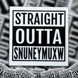 A pile of Straight Outta Snuneymux stickers. 