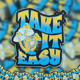 A pile of Take It Easy stickers.