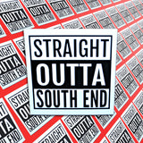 A pile of Straight Outta South End stickers.