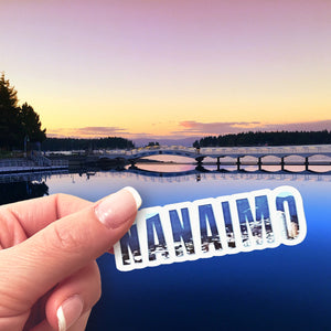 A pic of a Nanaimo magnet in front of Swy-a-Lana Lagoon in Nanaimo. 