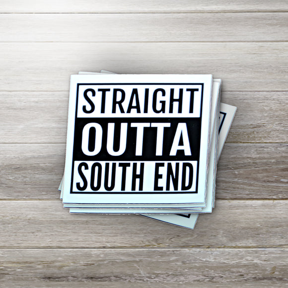 This is a pile of Straight Outta South End stickers.