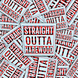 This is a pile of Straight Outta Harewood stickers spread about.