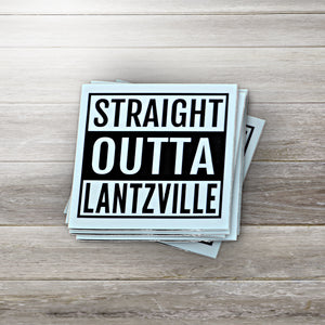 This is a pile of Straight Outta Lantzville stickers.